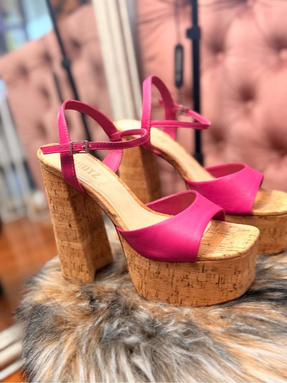SHUTZ nwt bright fushia pink and cortz platform heals - Picture 2 of 10